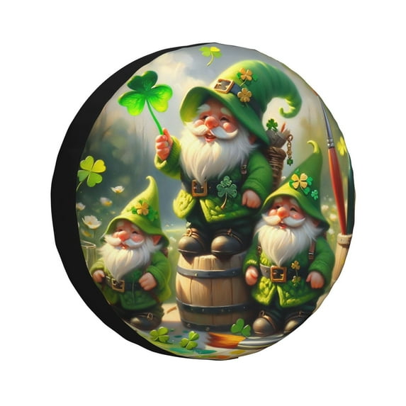 Naloa patrick’s day gnomes Tire Cover Wheel Protectors Tyre Covers Weatherproof Wheel Covers Universal Fit for Trailer Rv SUV Truck Camper Travel Trailers-15 inch