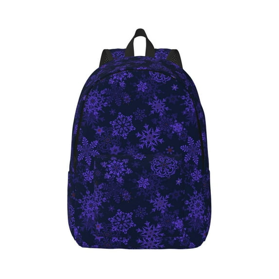 Naloa purple flower Snowflake Canvas Backpack for Men Women Rucksack Casual Travel Daypack College Tote Satchel Bookbag for Teens-Small