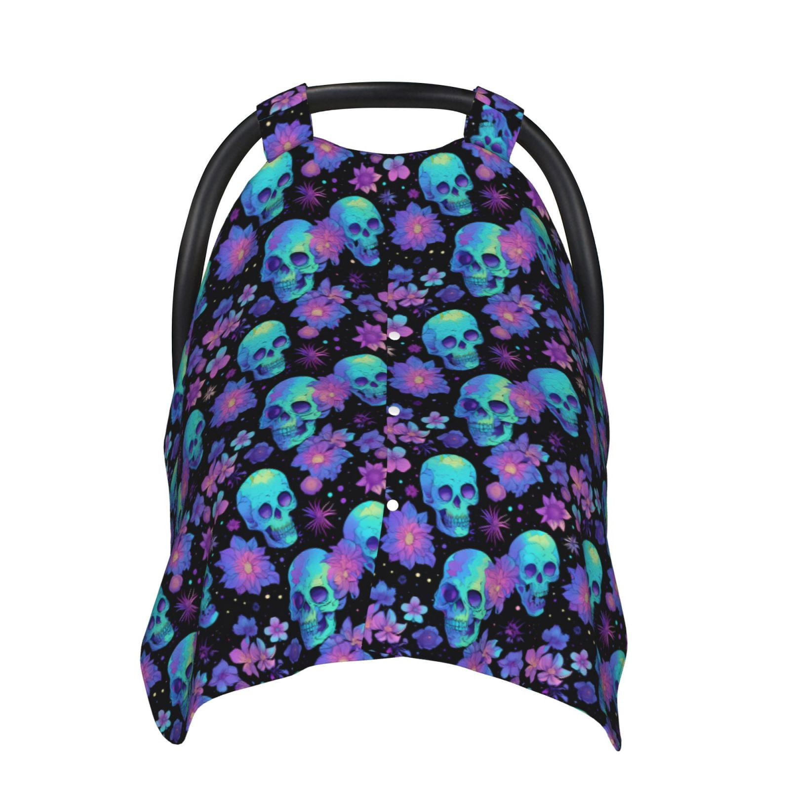 Naloa purple flower blue Skull Baby Car Seat Cover, Breathable Baby Carrier Cover, Multiuse Baby Carrier Cover & Nursing Breastfeeding Cover