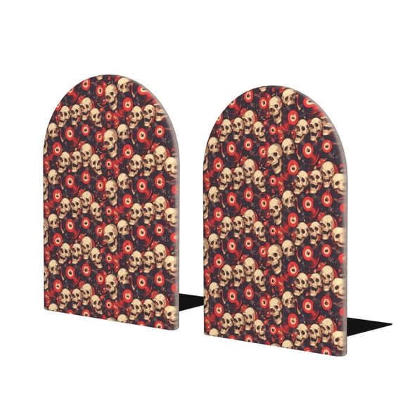 Naloa record Skull rock 2 Pcs Bookend Large Capacity Office Book Ends for Home Office Library School Study Decoration