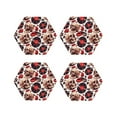 thumbnail image 1 of Naloa record lips Skull Leather Coasters for Drinks, Durable Drink Coasters 4 Set for Tabletop Protection, Luxurious Home Décor and Housewarming Gift ( {designName})Hexagon, 1 of 6
