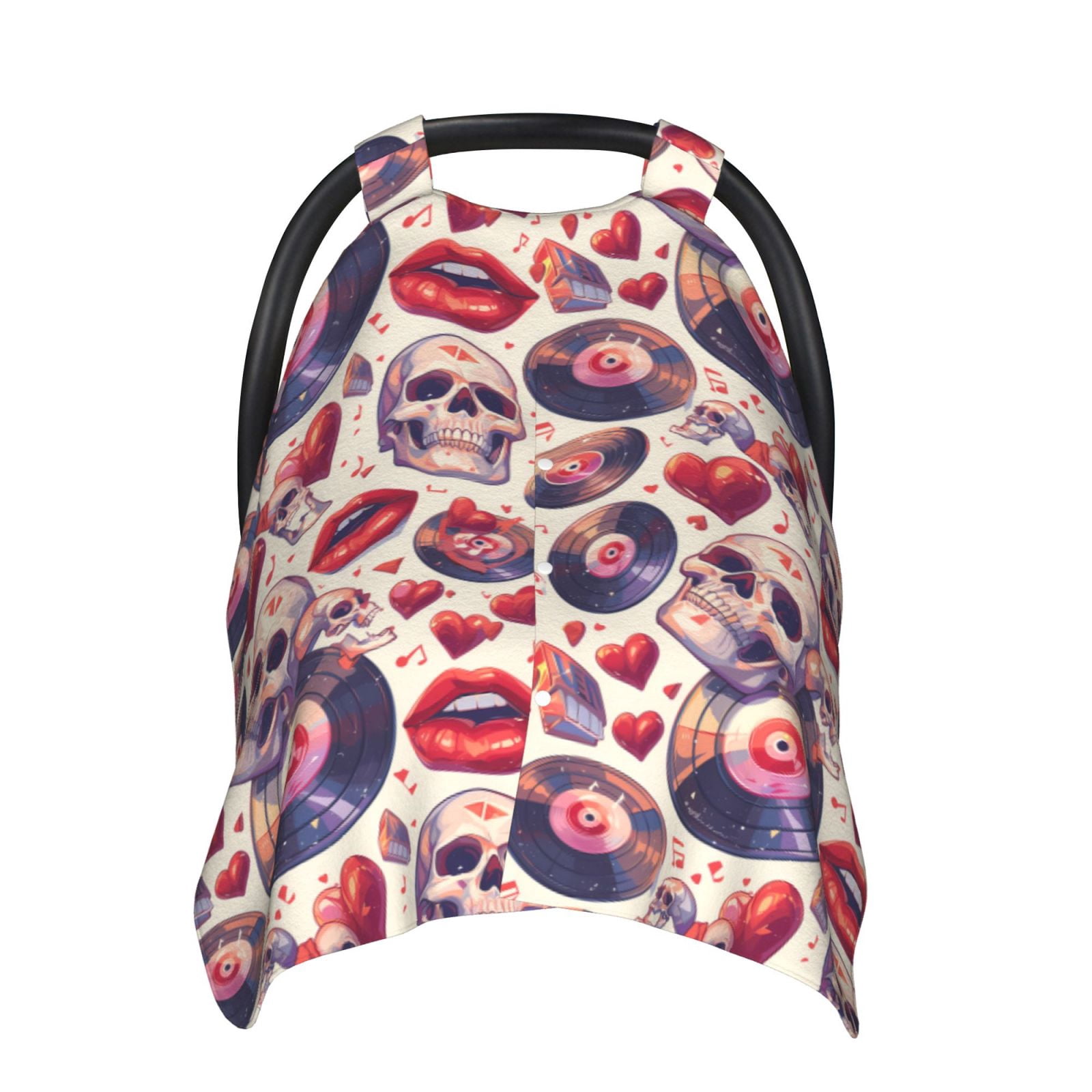 Naloa record rock Skull lips Baby Car Seat Cover, Breathable Baby Carrier Cover, Multiuse Baby Carrier Cover & Nursing Breastfeeding Cover
