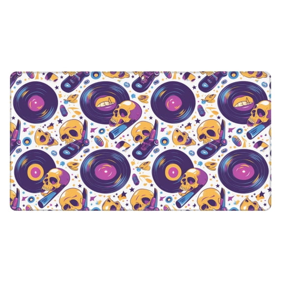 Naloa record rock Skull star Gaming Mouse Pad Large Mouse Mat Long Extended Desk Pad Non-Slip Rubber Mice Pads Stitched Edges Thin Pad (16x29.5 Inch)