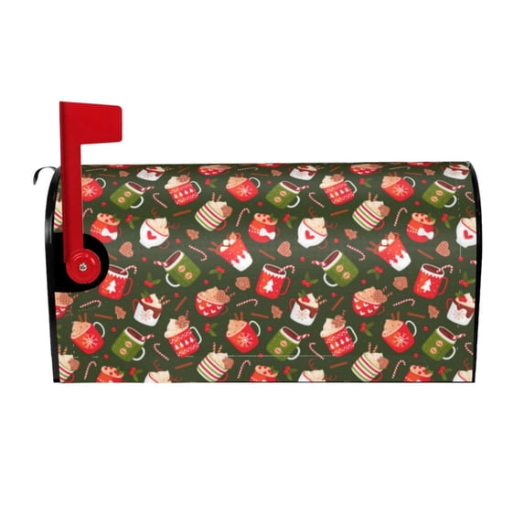 Naloa red green coffee cup Mailbox Covers Magnetic Post Box Cover Post Letter Box Cover Garden Decor-21x18 in