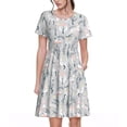thumbnail image 1 of Naloa white Moose winter tree Print Womens Summer A-Line Dress with Pockets,Short Sleeve Dresses,Flowy Beach Swing Dress for Vacation Travel, 1 of 6