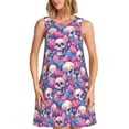 thumbnail image 1 of Naloa white Skull blue flower Print Women's Summer Spring Casual Beach Sundress,Vacation Sleeveless Tank Crewneck Loose Dresses, 1 of 7