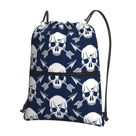 Naloa white arrow Skull Drawstring Backpack String Bag Cinch Water Resistant for Gym Shopping Sport Yoga