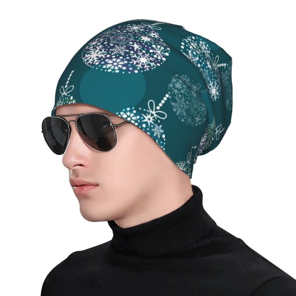 Naloa whiter Snowflake balloons Soft Beanie Hat, Knit Beanie Daily Beanie in Fine Knit for Women Men Winter Travel, Outdoor