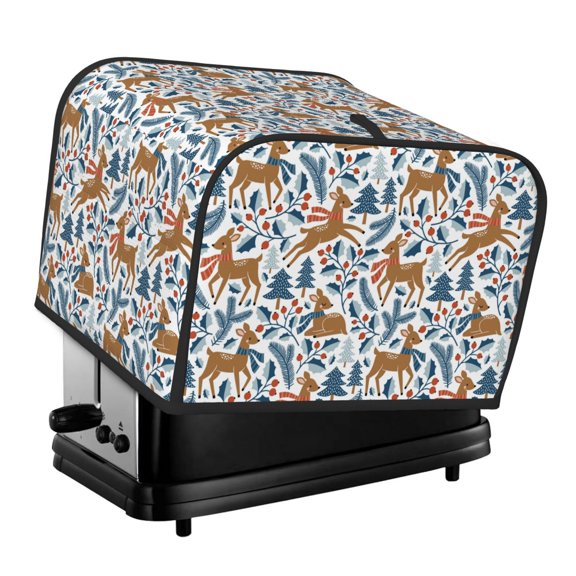 Naloa winter Scarf deer 4 Slice Toaster Dust Cover Bread Machine Oven Dustproof Cover Kitchen Bakeware Protector Dustproof(12.4 x 10.6 x 8.2)