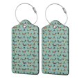 thumbnail image 1 of Naloa winter ski Dachshund Luggage Tag for Suitcase Leather Baggage Tag with Stainless Steel Loop Privacy Cover for Women Men Girls-4 PCS, 1 of 5