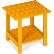 Nalone 2-Layer Outdoor Side Table, HDPE Weather-Resistant Adirondack for Living Room Bedroom, Outdoor Side Table, Patio End Table Outside-Tangerine