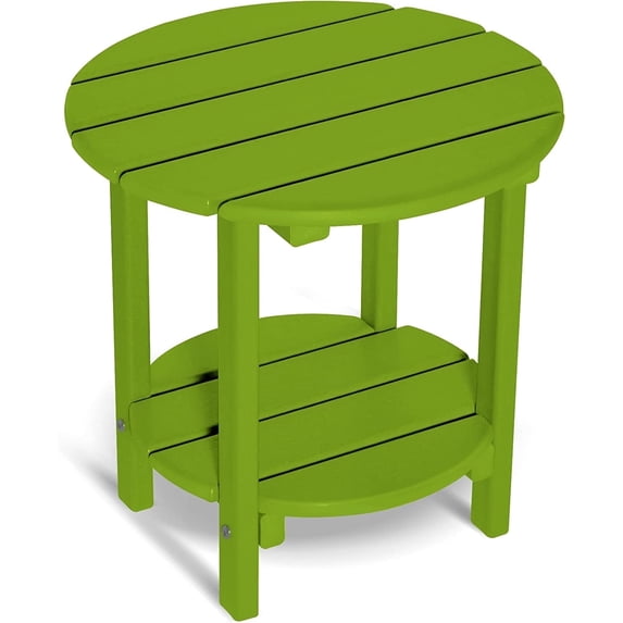 Nalone 2-Layer Outdoor Side Table, HDPE Weather-Resistant Adirondack Coffee Side Patio End Table for Living Room Bedroom, Outdoor Side Table Outside, Lime