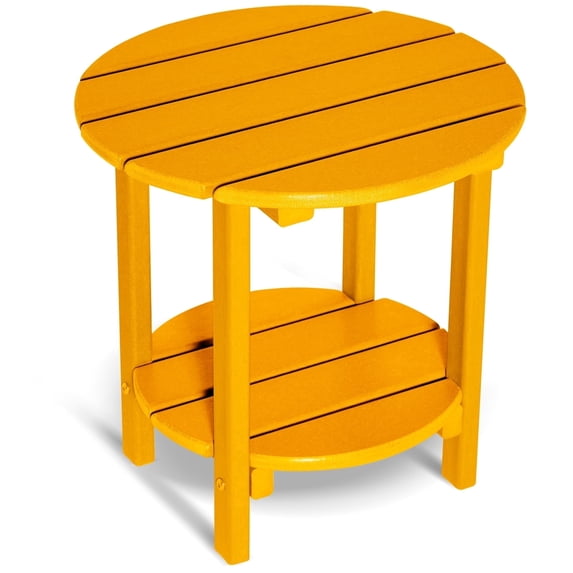Nalone 2-Layer Outdoor Side Table, HDPE Weather-Resistant Adirondack Coffee Side Patio End Table for Living Room Bedroom, Outdoor Side Table Outside, Tangerine