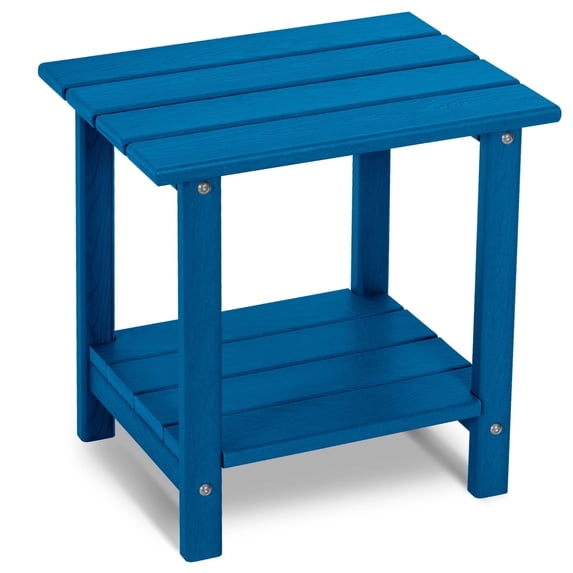 Nalone 2-Tier Outdoor Side Table, HDPE All Weather Outdoor Coffee Table Adirondack Patio End Table, Outside Deck Table for Indoor Living Room Bedroom Porch Backyard, Navy Blue