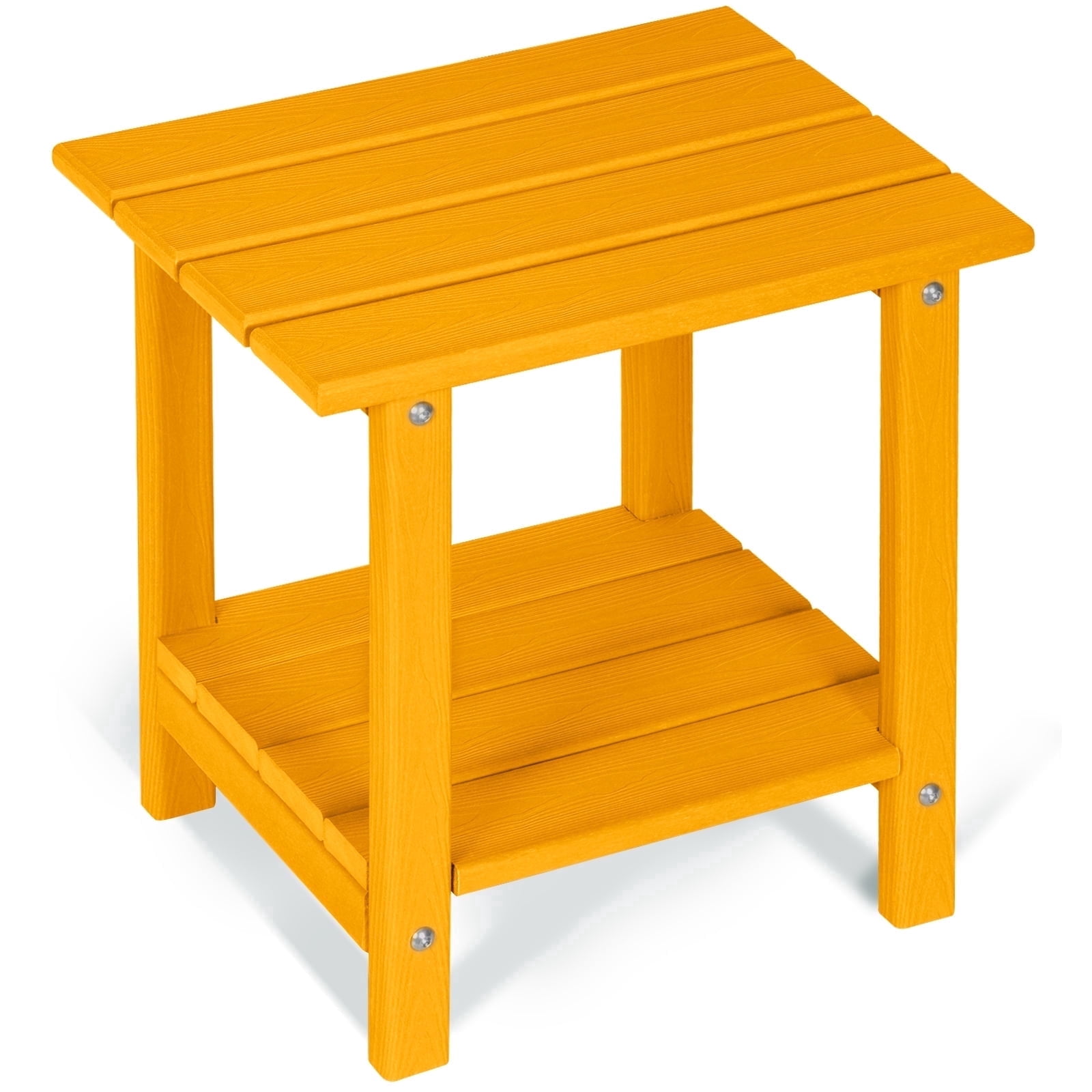Nalone 2-Tier Outdoor Side Table, HDPE All Weather Outdoor Coffee Table Adirondack Patio End Table, Outside Deck Table for Indoor Living Room Bedroom Porch Backyard, Tangerine