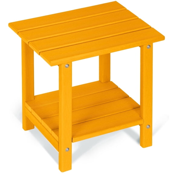 Nalone 2-Tier Outdoor Side Table, HDPE All Weather Outdoor Coffee Table Adirondack Patio End Table, Outside Deck Table for Indoor Living Room Bedroom Porch Backyard, Tangerine