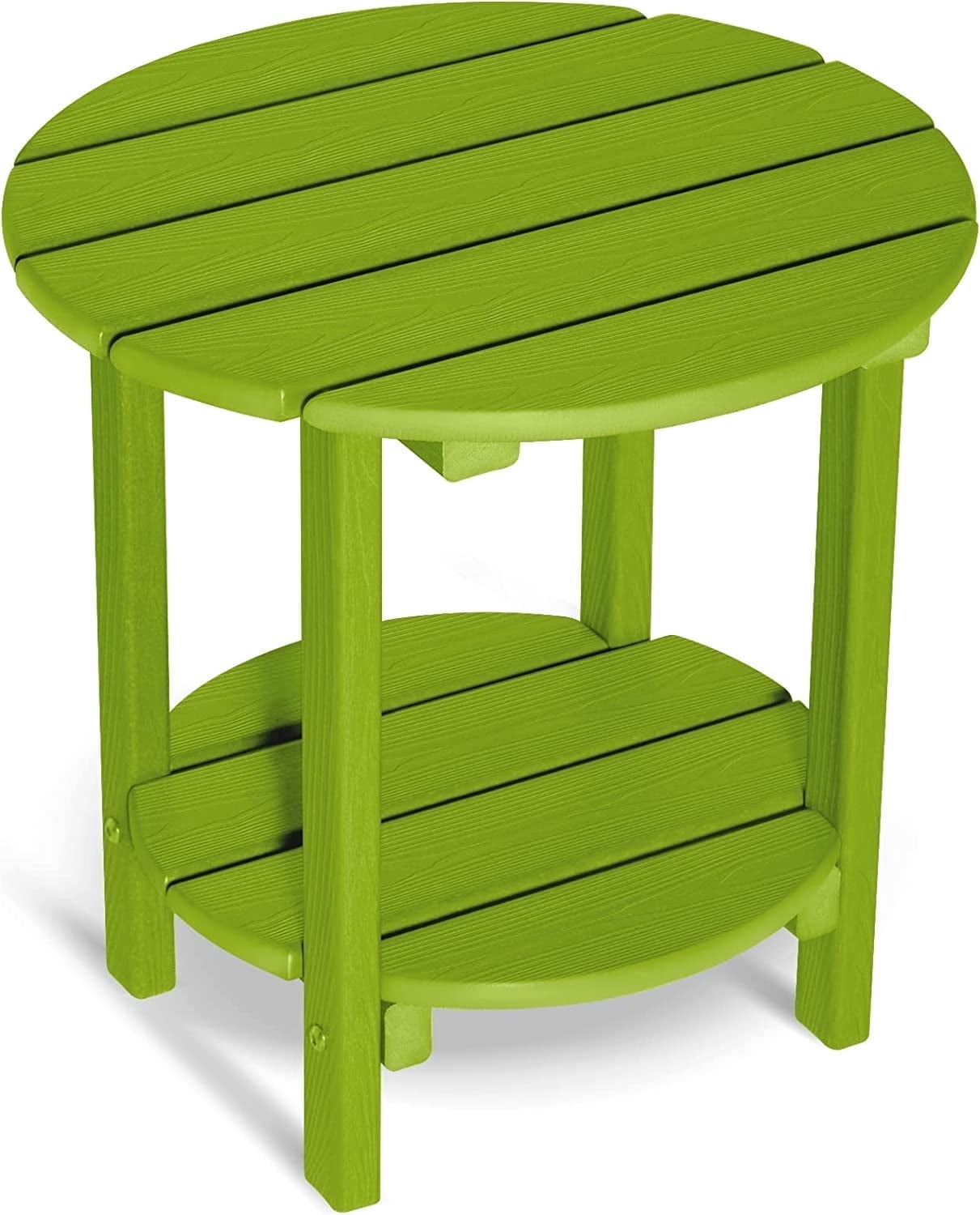 Nalone HDPE Adirondack Outdoor Side Table, Outdoor Coffee Table Double Layer With Shelf All Weather Use Patio Deck Table, Outside Coffee Side End Table, Lime