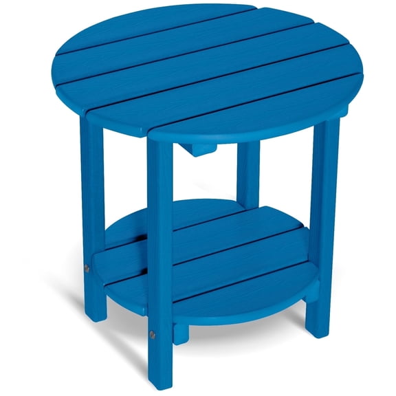Nalone HDPE Adirondack Outdoor Side Table, Outdoor Coffee Table Double Layer With Shelf All Weather Use Patio Deck Table, Outside Coffee Side End Table, Navy Blue