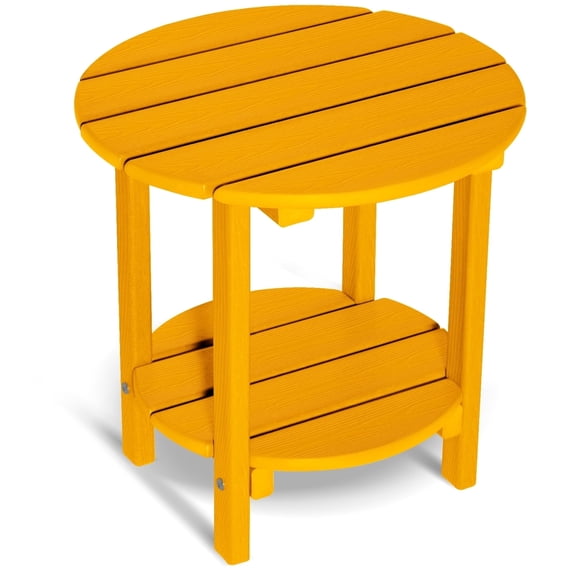 Nalone HDPE Adirondack Outdoor Side Table, Outdoor Coffee Table Double Layer With Shelf All Weather Use Patio Deck Table, Outside Coffee Side End Table, Tangerine