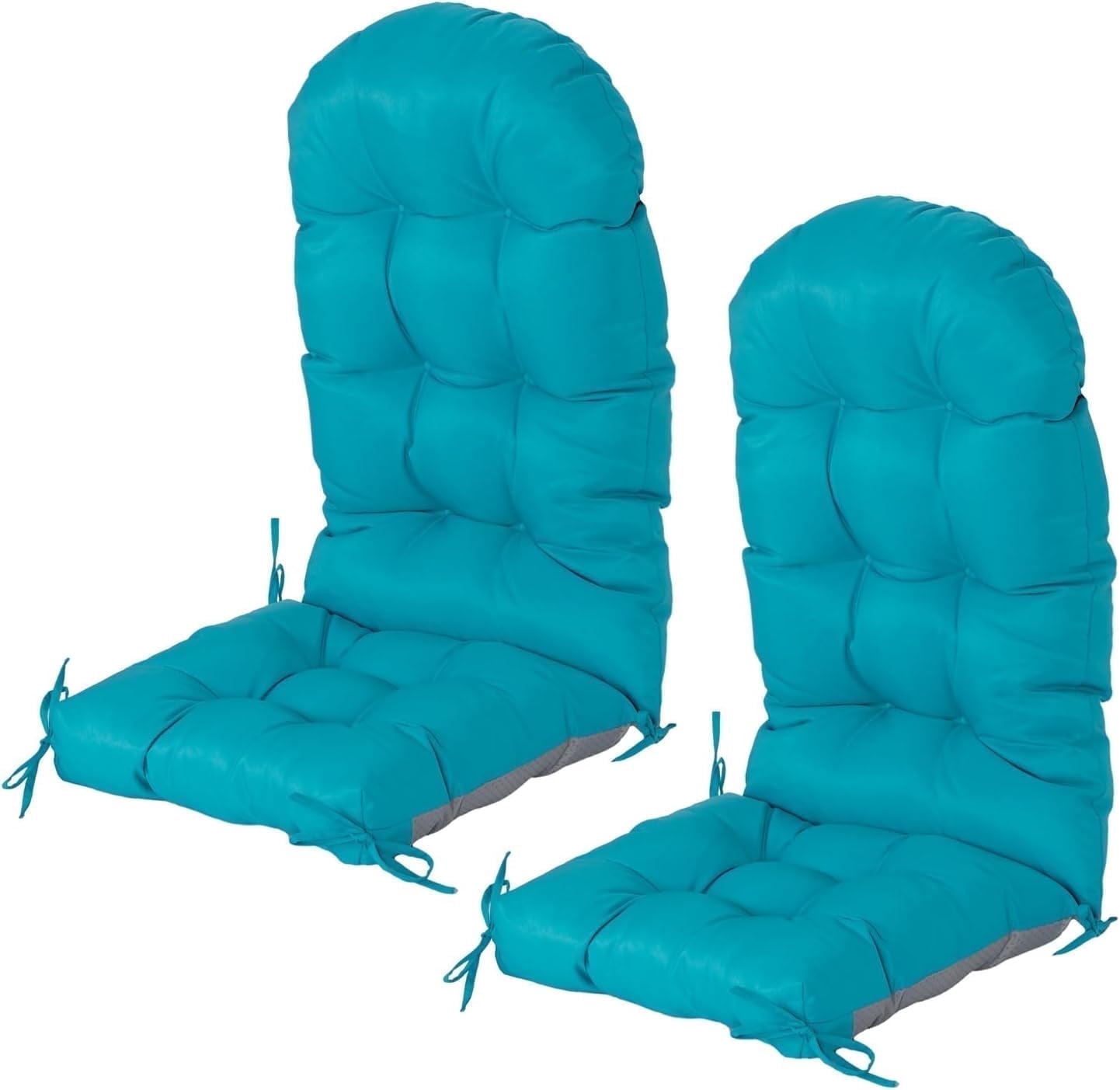 Nalone 2 Pcs Outdoor Adirondack Chair Cushions, Weather Resistant Patio Rocking Chair Cushion, Non-Slip Water Resistant High Back Patio Pad with Ties Blue