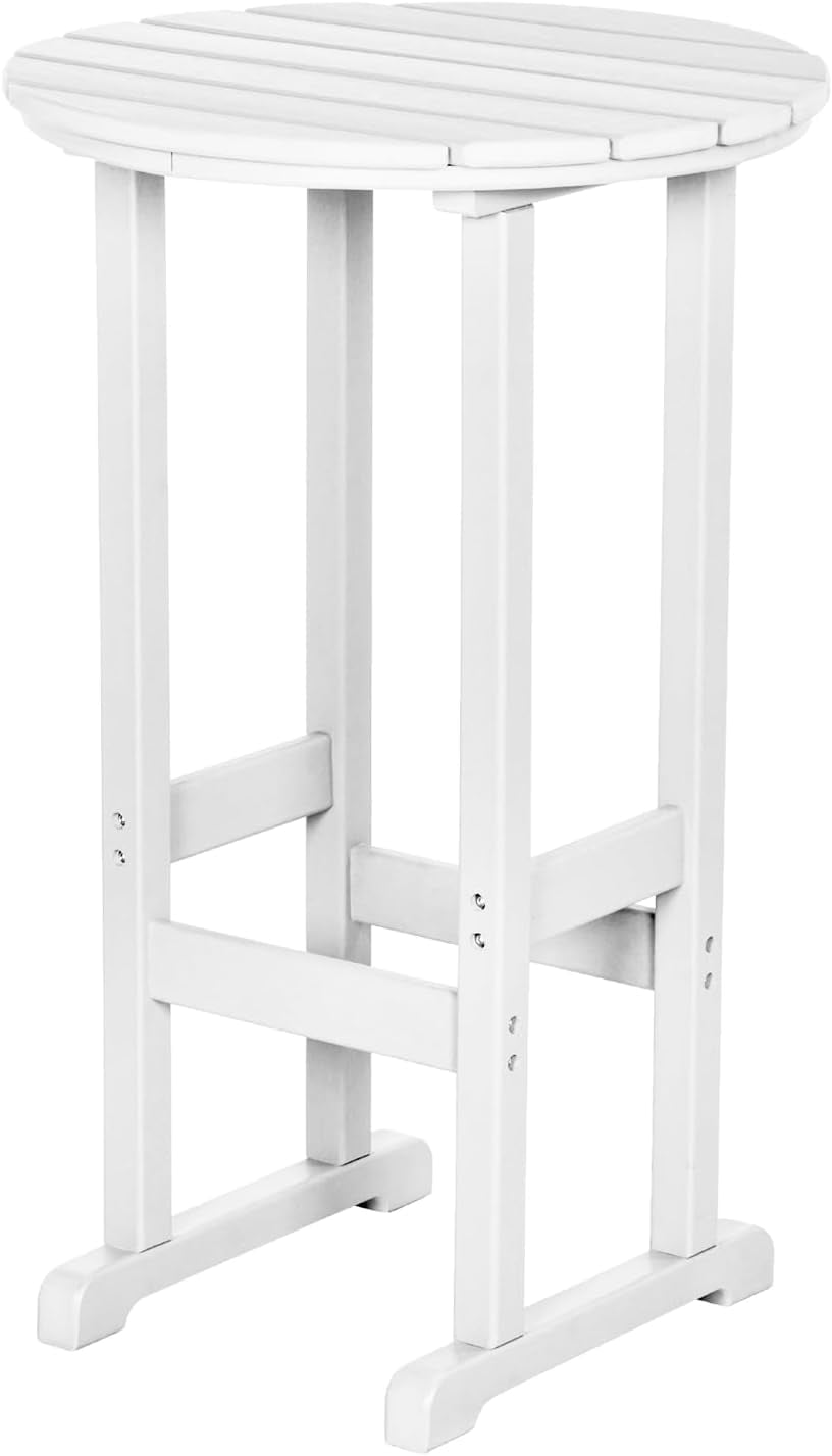 Nalone 40" Outdoor Bar Table, All Weather HDPE Bar Height Patio Table Counter Round Patio Cocktail Bar Table, Tall Bistro Table Pub Table for Deck, Porch, Backyard, Garden (White)