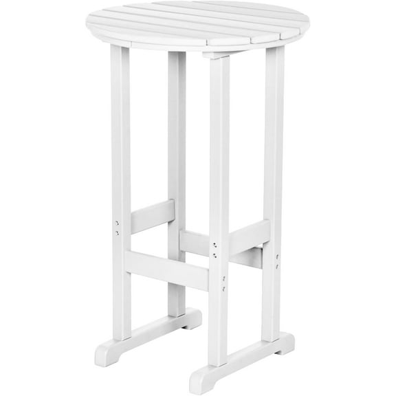 Nalone 40" Outdoor Bar Table, All Weather HDPE Bar Height Patio Table Counter Round Patio Cocktail Bar Table, Tall Bistro Table Pub Table for Deck, Porch, Backyard, Garden (White)