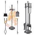 thumbnail image 1 of Nalone 5-Piece Wrought Iron Fireplace Tool Set with Fire Poker, Tongs, Shovel & Brush, Heat-Resistant Handles, Wood Stove Accessories for Indoor & Outdoor Fire Pit,Grey, 1 of 9