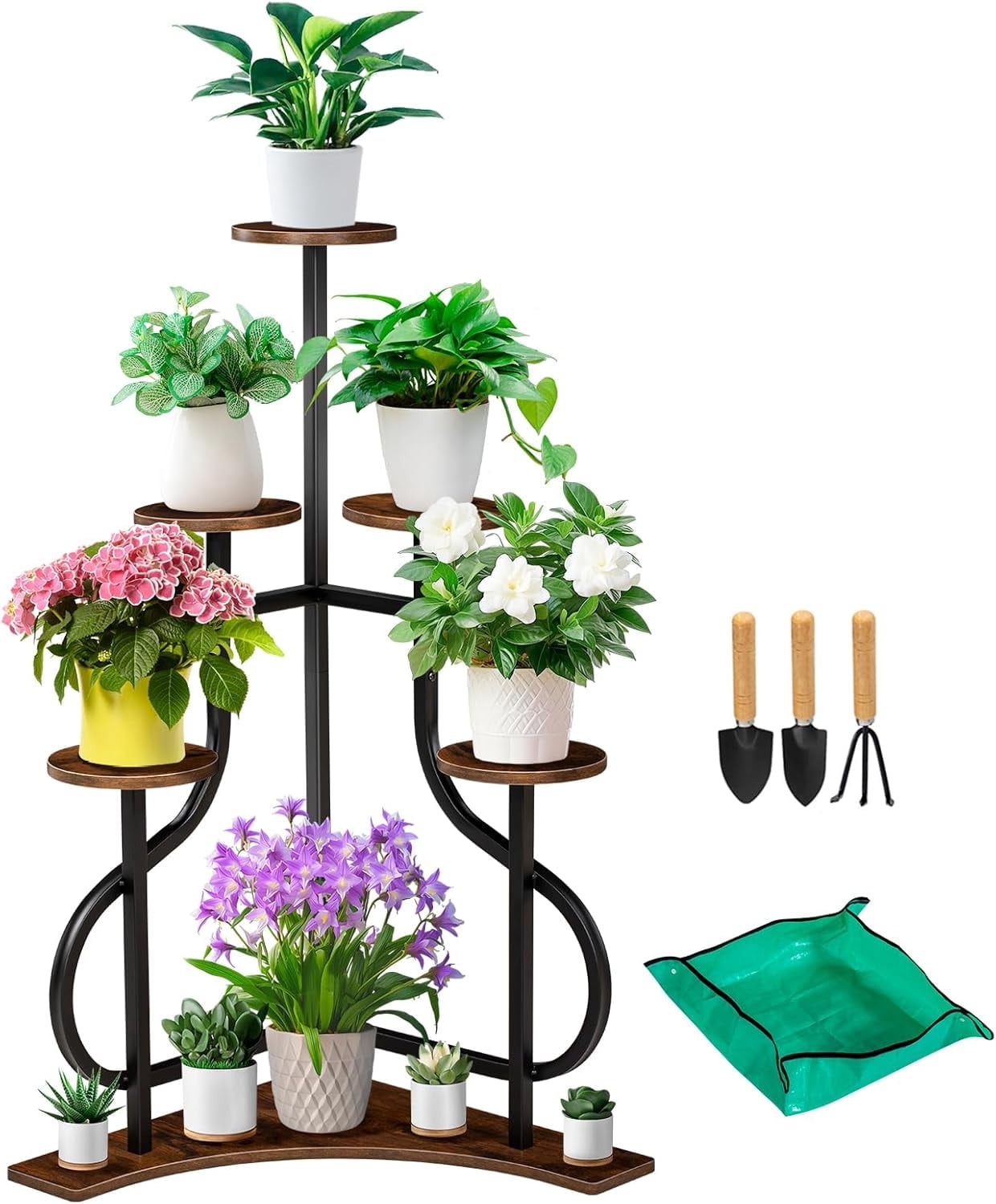 Nalone 5 Tier Vertical Plant Shelf, Space Saving Corner Stand