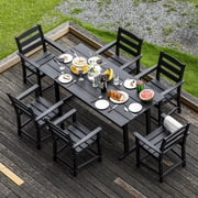Nalone 7-Piece Patio Dining Table Set, HDPE Outdoor Dining Sets with Table and 4 ChairsBlack, 7 Pcs