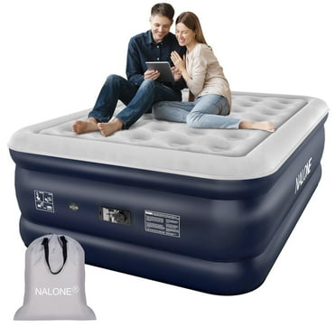 Nalone Full Size Air Bed  with Built-in Pump Air Mattress 18-inch Inflatable, Puncture-Resistant, Quick Inflation/Deflation for Outdoor Indoor 650lbs