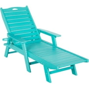 Nalone Chaise Lounge Outdoor 5-Position Adjustable Backrest, HDPE Lounge Chair for Outside for Patio Poolside Deck Beach Backyard Aruba