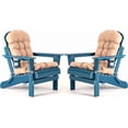 thumbnail image 1 of Nalone Folding Adirondack Chairs Set of 2, HDPE Oversized Patio Chairs with Cup Holder and Cushion, Weather Resistant for Garden, Deck, Fire Pit and Campfire(Blue), 1 of 8