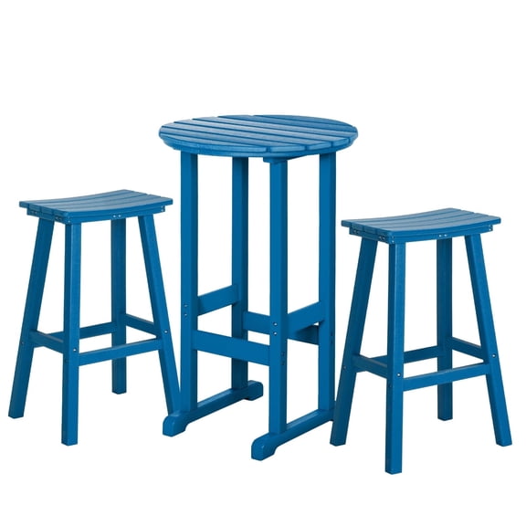 Nalone Outdoor Bar Table Set, HDPE Bar Table with Bar Stools Set of 2, Patio Table Pub Height Dining Table for Deck, Porch, Backyard, Garden Navy Blue