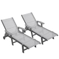 thumbnail image 1 of Nalone Outdoor Chaise Lounge Chair Set of 2, 5-Position Adjustable Pool Lounge Chair with Wheels & Cup Holder, HDPE Patio Lounge Chair with Textilene Surface for Outside, Poolside(Gray), 1 of 7