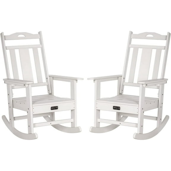 Nalone Rocking Chair Set of 2 for Porch and Garden Lawn, HDPE Material Oversized Patio Rocker Chair for Outdoor Rockers(White)
