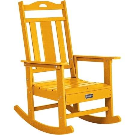 Nalone Outdoor Rocking Chair, HDPE Material Oversized Patio All Weather for Porch and Garden Lawn(Orange)
