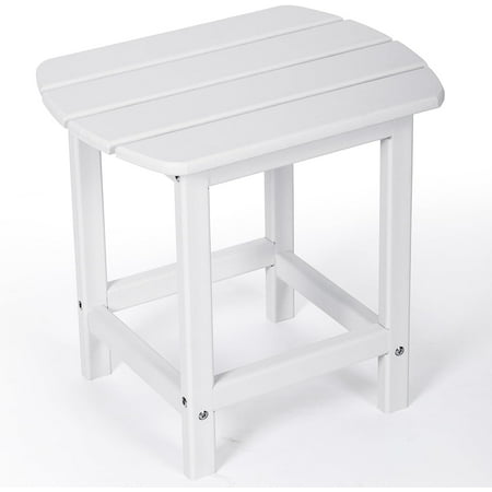 Nalone Outdoor Side Table, HDPE Adirondack End Table, Weather Resistant Small Patio Table, Outside Furniture for Garden, Pool and Yard(Rectangular,White)