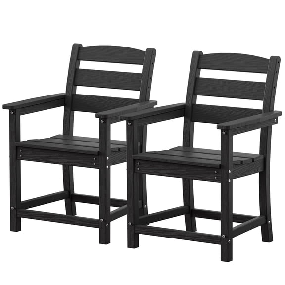 Nalone Patio Dining Chairs Set of 2, HDPE Outdoor Chairs(Black, 2 Chairs)