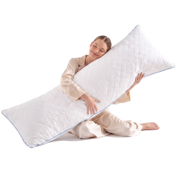 Nalqet 20x54 Adult Body Pillow with Shredded Memory Foam – Firm Support for Side Sleeping and Pregnancy, Soft Feel with Removable Washable Cover, White