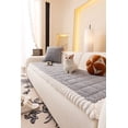 thumbnail image 1 of Nalqet 27.6×70.9 inch Plush Sofa Slipcovers Checkered Pattern for 2 Cushion Couches – Washable Fuzzy Non Slip Furniture Protector Couch Cover for Pets and Dogs Cats, Grey, 1 of 8