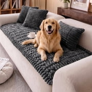 Nalqet 27.6×82.7 inch Plush Sofa Slipcovers Honeycomb Pattern for 2 Cushion Couches – Washable Fuzzy Non Slip Furniture Protector Couch Cover for Pets and Dogs 