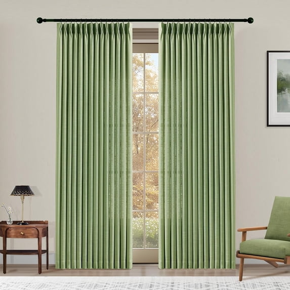 Nalqet 40*84 inch 2 Panels Pinch Pleated Linen Curtains for Home, Blackout Heat Blocking Window Curtains for Bedroom,Living room,Office,Sage Green