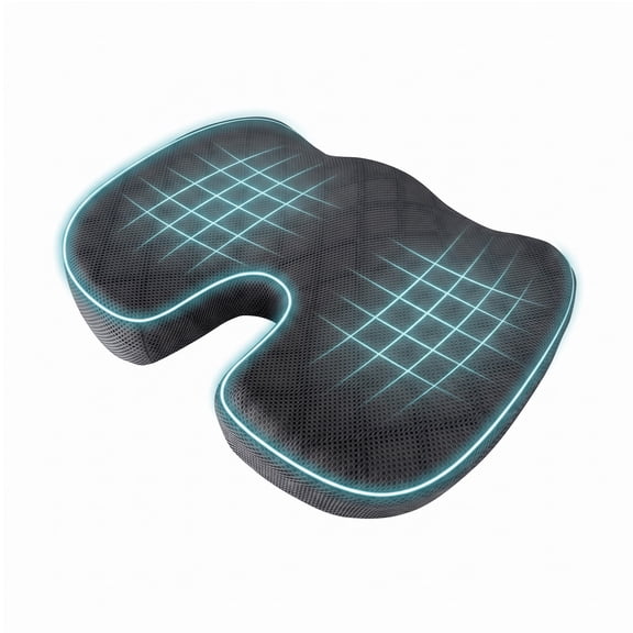 Nalqet Ergonomic Seat Cushion, Memory Foam Pad for Lower Back and Tailbone Comfort, Perfect for Office Chair, Car Seat, Airplane, or Bleacher Use, Relieves Pressure for Those Who Sit All Day, Grey