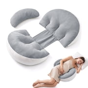 Nalqet Side Sleeper Pregnancy Pillow, H Shaped Maternity Cushion with Adjustable Wedge, Supports Back, Belly, and Hips During Sleep, Great for Travel and Daily Use, Grey