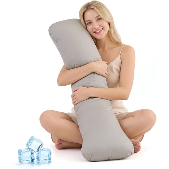 Nalqet Weighted Body Pillow for Adults,Firm Body Pillow Filled with Glass Beads and Shredded White Memory Foam, Anti-Slip Heavy Design, Comfort Support for Side Sleepers with Washable Cover (6.5lb)