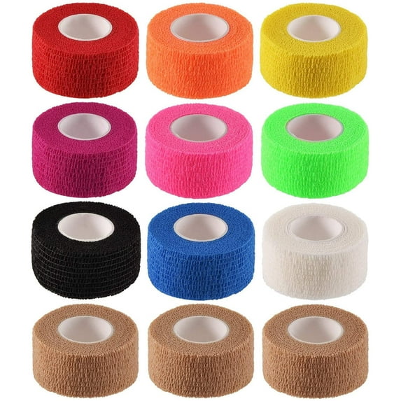 Naltars 12 Pack 1 Inch x 5 Yards Breathable Cohesive Elastic Self-Adhesive Bandage
