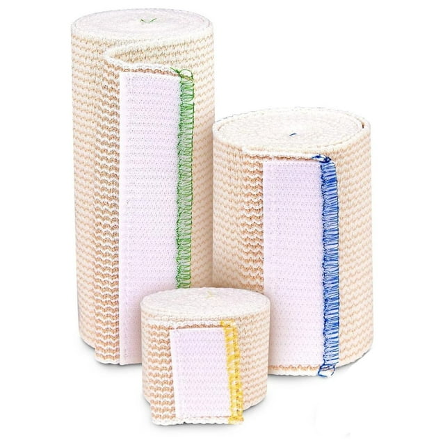 Naltars 3 Pack Cotton Elastic Bandage Ace Wrap with Velcro 2" 4" 6" x