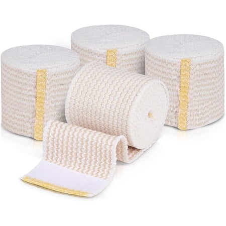 Naltars 4 Pack Cotton Elastic Bandage | Ace Wrap with Velcro 2 inch Hook and Loop Closure | Reusable Compression Bandage