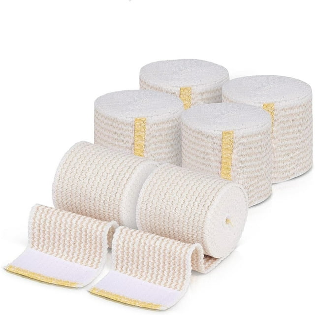 Naltars 6 Pack Cotton Elastic Bandage Ace Wrap with Velcro 2 inch x