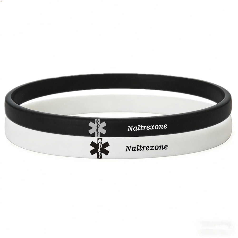 Naltrexone Medical Alert Bracelet Silicone Wristbands for Men Women ...